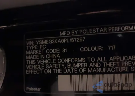 2023 Polestar 2 Long Range Single Motor/Long Range Single Motor Plus z USA, uszkodzony, nr VIN YSMEG3KA0PL157257